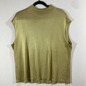 Vtg Jones New York Shell Tank 3X Gold Shimmer Career Holiday‎ Party Wedding